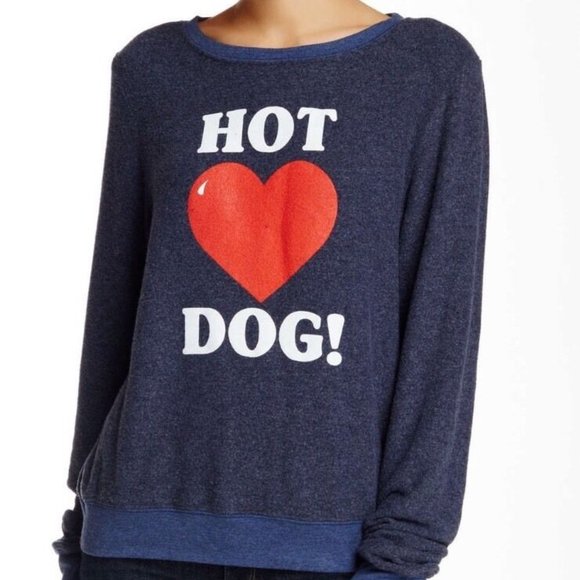 NWT WILDFOX Hot Dog Long Sleeve Pullover XS - Picture 1 of 3